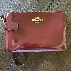 Coach Signature Leather Corner Zip Wristlet